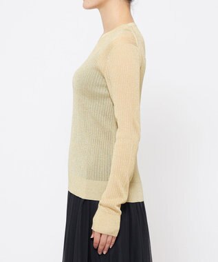 uncrave 【手洗い可】ラメ シアー クルーネック ニット（uncrave STANDARD） ゴールド