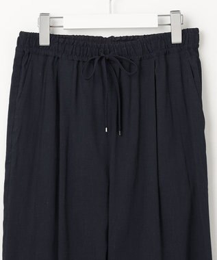 23区 【洗える】リネンレーヨンストレッチ ドロスト パンツ ネイビー系