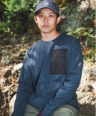 SHARE PARK MENS 【UVカット・吸水速乾・ストレッチ・軽量 】ＺＩＰポケットＴシャツ（L・XLサイズ） ネイビー系