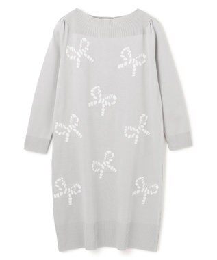 TOCCA 【洗える】RIBBON PARTY ニットドレス グレー×ホワイト