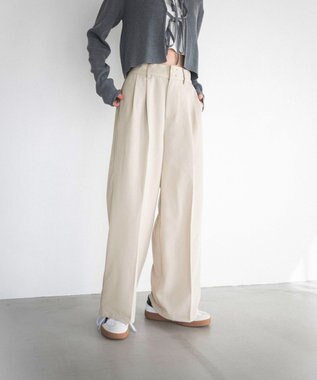 WEGO 【ユニセックス着用ITEM/SMLサイズ展開】バギースラックス ライトベージュ