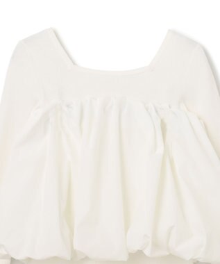 GRACE CONTINENTAL タフタケープ付ニットトップ ホワイト