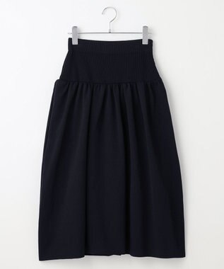 #Newans 【セレモニーにも】バルーンフレアニットスカート ネイビー