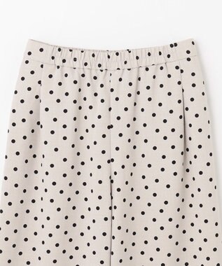 ANY 【洗濯機可能/ウエストゴム/ポケット付】リネンライク ドット柄パンツ ベージュベース