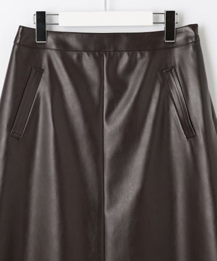 J.PRESS LADIES 【洗える】シンセティックマットleather スカート ブラウン系
