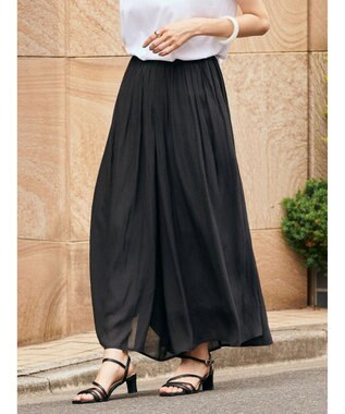 AMERICAN HOLIC エアリーギャザーガウチョパンツ【裏地：接触冷感】 Black