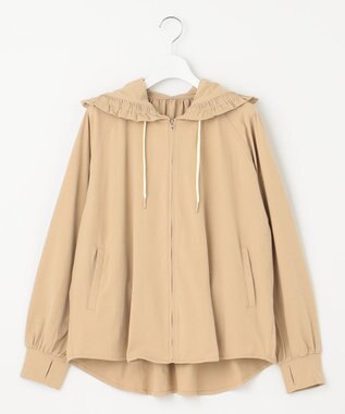 Feroux 【接触冷感・UVカット・吸水速乾】ラッシュガードフリル パーカー ベージュ系