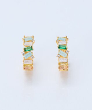 Phoebe グレースカラービジューフープピアス　グリーン グリーン