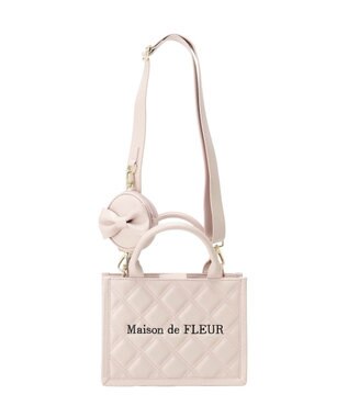 Maison de FLEUR ミニポーチ付きキルティングトートバッグ Pink
