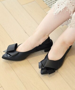 nouvelleRobe Oū 【本革・高反発】Big Ribon ポインテッドトゥ ヒールパンプス