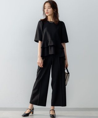 組曲 S ご好評につき追加生産【WEB限定】ジョーゼットジャージーティアード ブラウス ブラック系