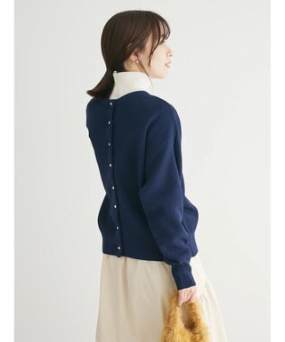 Green Parks ２ｗａｙ　パール釦ニットプルオーバー Dark Navy