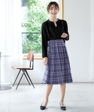 Tiaclasse L 【新色追加・洗える】バンドカラー2WAYタックブラウス ブラック