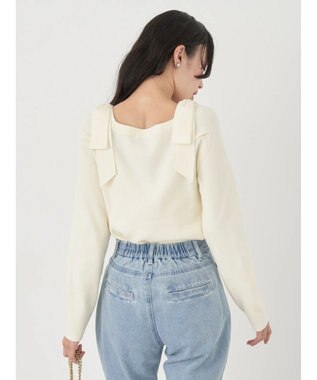 earth music&ecology 肩リボンニットプルオーバー Ivory