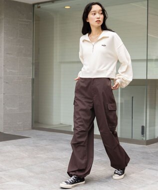 WEGO 【ユニセックス着用ITEM/SMLサイズ展開】ワイドカーゴパンツ ダークブラウン