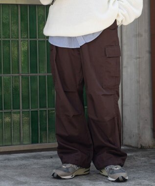 WEGO 【ユニセックス着用ITEM/SMLサイズ展開】ワイドカーゴパンツ ダークブラウン
