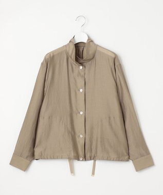 自由区 【洗える・XSサイズあり】スタンドカラーシアー ブルゾン ベージュ系