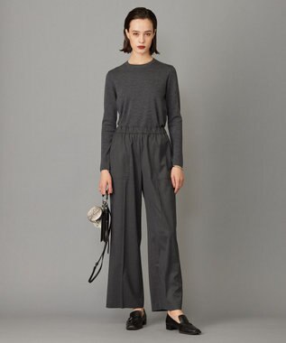 ICB 【洗える】 TWブロード ワイドストレートパンツ チャコール系