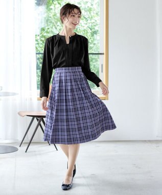 Tiaclasse L 【新色追加・洗える】バンドカラー2WAYタックブラウス ブラック