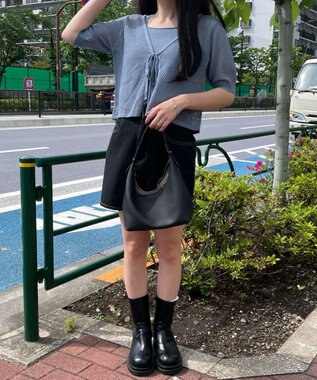 WEGO 【２点セット】半袖メッシュアンサンブルカーデ サックス