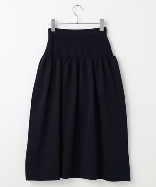 #Newans 【セレモニーにも】バルーンフレアニットスカート ネイビー