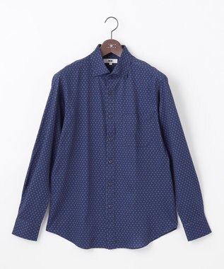 JOSEPH ABBOUD 【綿100％・ストレッチ】コンフォートジャージープリントシャツ ネイビー系5