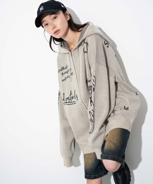 WEGO 【ユニセックス着用ITEM】ジャガードロゴジップパーカー ホワイト
