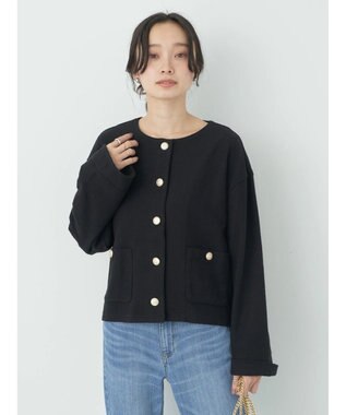 earth music&ecology 金釦スラブカーディガン Black