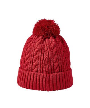 MIKI HOUSE HOT BISCUITS 【46-56cm】 ぼん天付きケーブル編みニット帽子 赤
