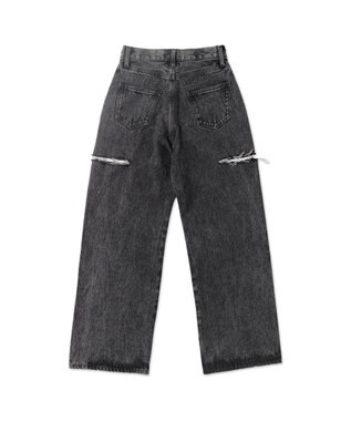 WEGO サイドスリットデニムストレートパンツ ブラックその他