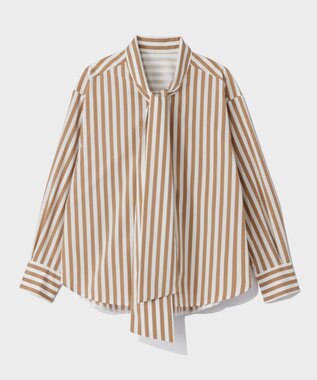 GRACE CONTINENTAL タフタストライプブラウス ベージュ