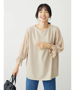 Green Parks マジョリカドッキング７分袖プルオーバー Light Beige