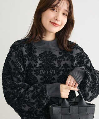 Green Parks ・ｓｗｉｎｇ　ｂｙ　アラベスクジャカードニット Charcoal Gray