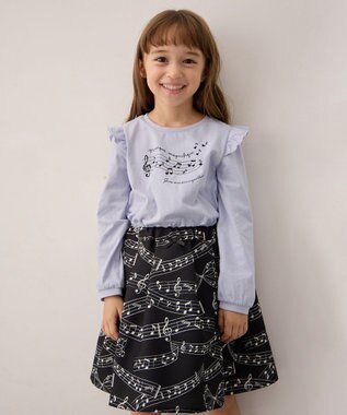 ANY KIDS 【WEB限定】7days プリント 長袖Tシャツ サックスブルー×音符