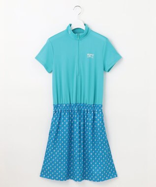 23区GOLF 【WOMEN】【接触冷感・UVケア・吸水速乾】アイス柄 切替ワンピース サックスブルー系