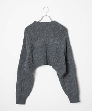 WEGO ケーブルショートニット 杢グレー