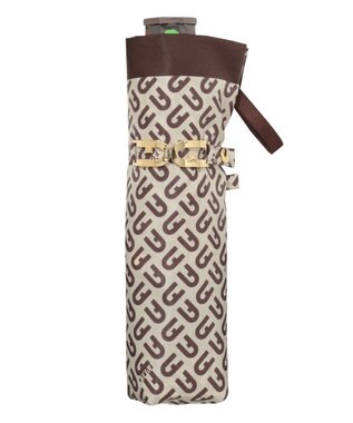 MOONBAT 【耐風】FURLA(フルラ) 折りたたみ傘 モノグラム 8本骨 大きめ55cm 日本製 モカブラウン