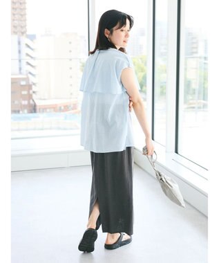 CRAFT STANDARD BOUTIQUE インド綿フリルブラウス Navy