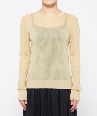 uncrave 【手洗い可】ラメ シアー クルーネック ニット（uncrave STANDARD） ゴールド