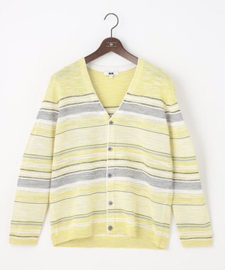 JOSEPH ABBOUD 【サスティナブル】スラブギマボーダー カーディガン 黄緑系2