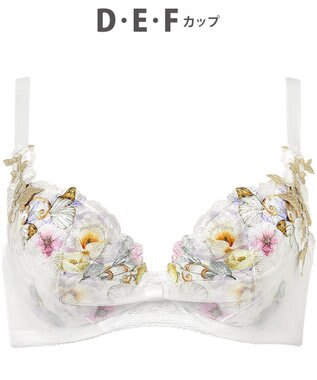 WACOAL 【リボンブラ 脇すっきり】 ブラジャー 脇高設計 着やせシルエット 動いても谷間キープ Gカップまで対応 大きいサイズ レディース BXB483 /ワコール