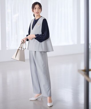 ANY 【2SET】ハンサムジレ×ワイドパンツセット シャンブレーグレー