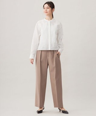 自由区 L 【洗える】コットンダブルクロスストレート パンツ ダークサンド