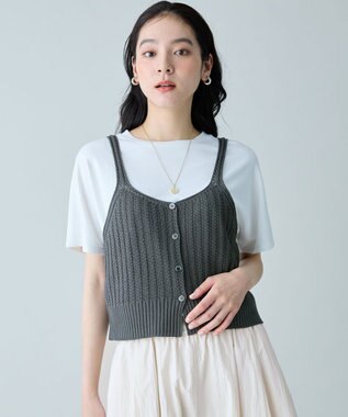 ANY L リネンライクレーシーニットビスチェ