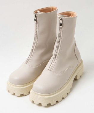 WEGO フロントZIPショートブーツ オフホワイト