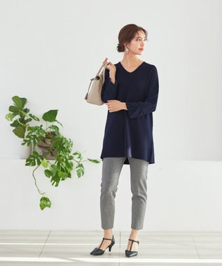 Tiaclasse 【安田美沙子さん着用・洗える】T/R両面起毛ストレッチパンツ グレーチェック