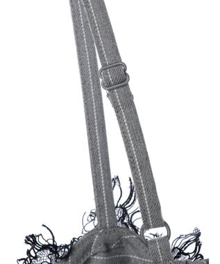 earth music&ecology ピンストライプ胸元レースビスチェ Stripe Light Gray