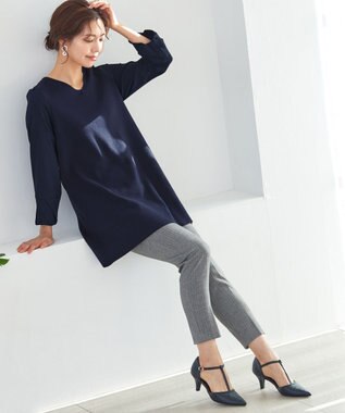 Tiaclasse 【安田美沙子さん着用・洗える】T/R両面起毛ストレッチパンツ グレーチェック