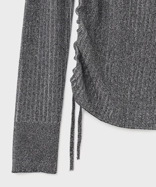 GRACE CONTINENTAL ラメリブクルーネックトップ ブラック