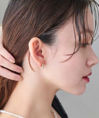 Phoebe 【金属アレルギー対応】【痛くないシリーズ】ストレートシャインクリスタルループフィットイヤリング　ゴールド ゴールド